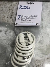 ShipN24Hours. New Simply Essential 7 Drapery Curtain Rod Collection Clip Rings.