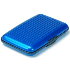 NEW ALUMINUM RFID PROTECTION CREDIT CARD OR BUSINESS CARD CASE WALLET BLUE