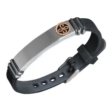 Friendship Black Silicone Wristband with Message Stainless Steel gift