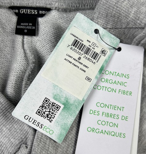 GUESS Boys Logo Joggers Light Heather Grey Active Core Pants Youth Size 8, NWT - Picture 3 of 8