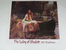 Art print poster Lithograph Lady of Shalott JW Waterhouse canoe female Medieval 