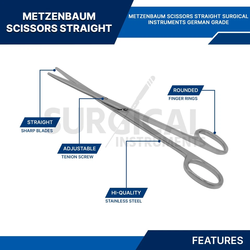10 Piezas Tijeras Metzbaum 5.5" Rectas Quirúrgicas Acero Inoxidable Grado Alemán Foto 3 de 4