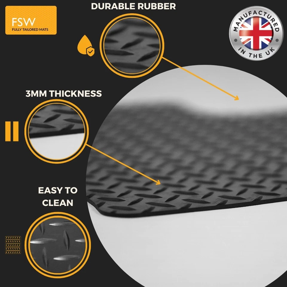 Fits Ford Transit Connect L1 2002-2014 SWB 3MM Rubber HD Rear Van Rear Mat - Image 4 of 4