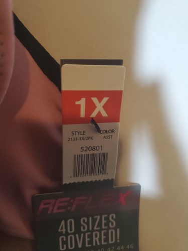 REFLEX Sports Bras 2 PACK Full Support Racerback Lace Black Rose 1X - Picture 5 of 14