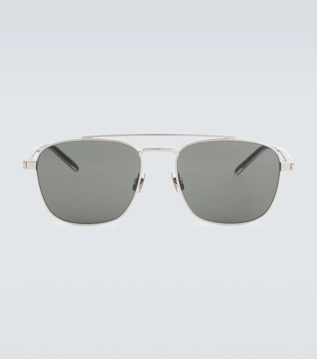 Saint Laurent SL 665 002 Black Silver Black Lens Sunglasses