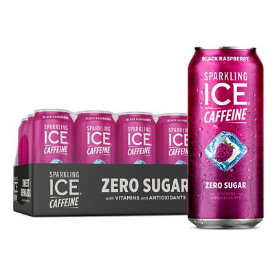 Sparkling Ice +Caffeine Black Raspberry Sparkling Water with Caffeine Zero Su...