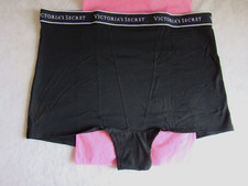 New Victoria  s Secret Logo Black High Waist Elastic Cotton Boyshort