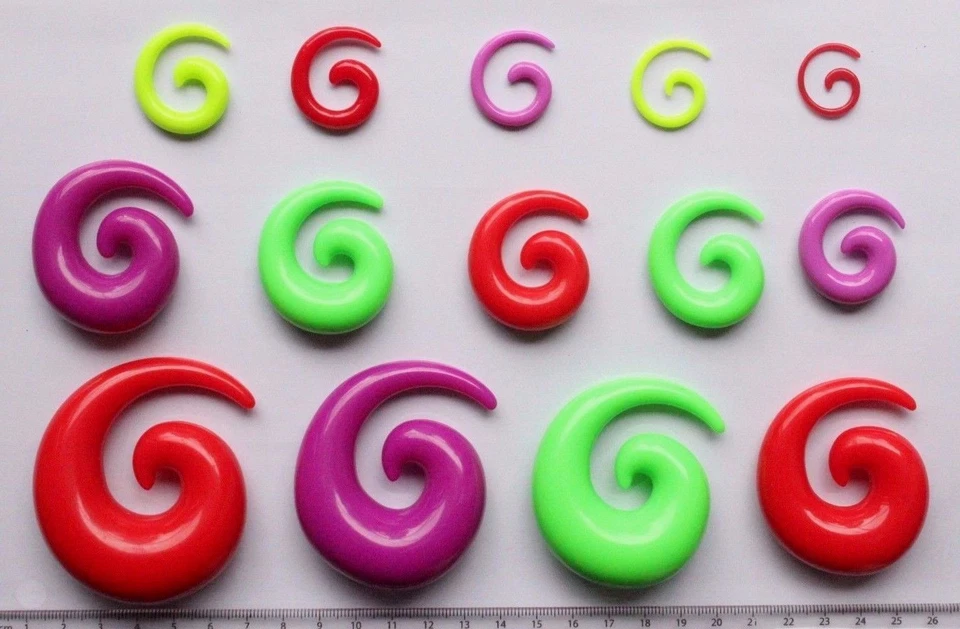 Expansores de tapones para los oídos cónicos grandes de acrílico calibre pesado espiral de 1,2 mm -24 mm Foto 4 de 4