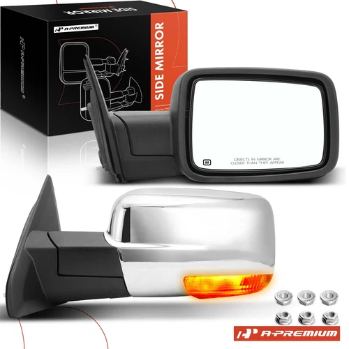 2Pcs Chrome Power Towing Mirror w/ Power Folding Heated for Dodge Ram 1500 2500