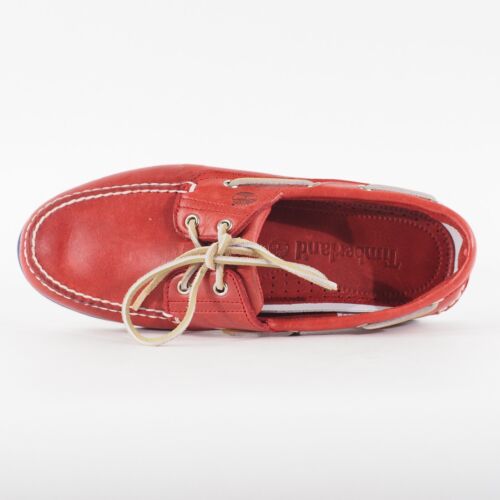 Hombres Timberland Clásico 2 Ojos 6829B Mediano Rojo Cuero Encaje Informal Barco Zapatos - Imagen 6 de 7