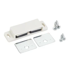 White Kitchen Cabinet Door Double Magnetic Touch Latch & Plate Furniture Catch