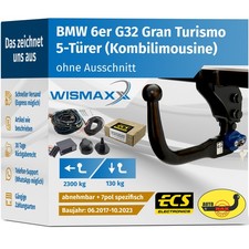 ANHÄNGERKUPPLUNG ve. abnehmbar für BMW 6er G32 Gran Turismo 17-23 +7p E-Satz ECS