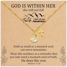 Sereney Stocking Stuffer Gold Cross Necklace for Boy, Mustard Seed Jewelry...
