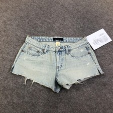 Aeropostale Shorts Womens 6 Blue Denim Cutoff Micro Short Raw Hem Studded Stars