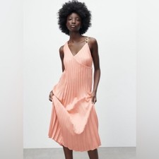 Zara pleated dress with chain strap size xs