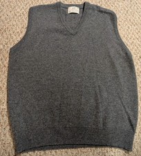 VTG Lord Jeff Sz XL 100 Virgin Lambswool Gray Sweater Vest Made In USA