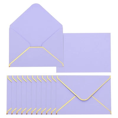 Enveloppe A6 pour 100, 4x6 bord doré et rond lavande - Photo 1/4