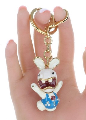 Share Rabbit Key Chain Key Ring Crystal Rhinestone Handbag Jewelry Charm 4.22'' L