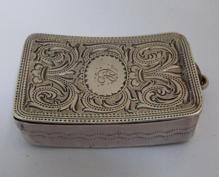 NICE DECORATIVE ENGLISH ANTIQUE GEORGIAN 1824 STERLING SILVER CURVED SNUFF BOX