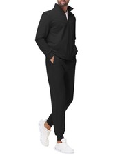 Men's Cotton Sweatsuit Set - Full Zip Hoodie Jogger Pants Soft Casual Loung...