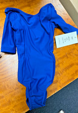 Mariia Crown Girls Boat Neck 3/4 Sleeve Leotard Blue XSC Style ME634C
