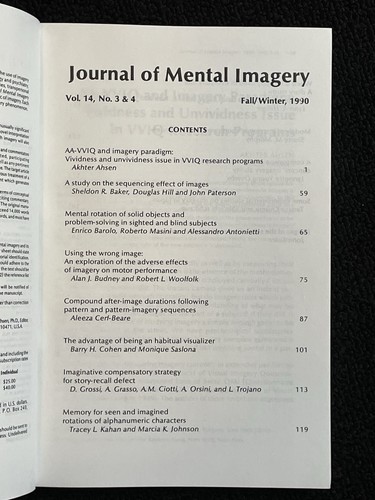 Vintage 1990 Journal Of Mental Imagery Vol 14, Nos. 1-4 - X2 - Bild 12 von 13