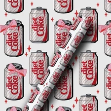 New Diet Coke Christmas Paper, Funny Soda Lover Gift Wrap Roll Gift For Fans