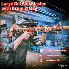 Gel Ball Blaster Rifle Drum Magazine Battery-Powered Full-Automatic Black Red