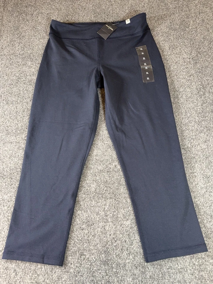 Calça Leggings Abercrombie Infantil Meninas GG Azul Marinho Yoga A&F Conforto Logotipo Casual Nova Com Etiqueta - Imagem 3 de 4