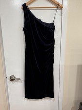 Vince Camuto Velvet Size 14 Knee-Length Navy Blue Dress