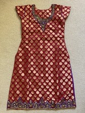 Indian Kurta With Embroidery Applique Rhinestone Sz XS XXS