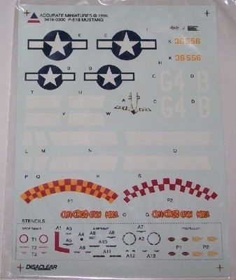 1:48 Accurate Miniatures Decals 3418 x P-51B Mustang | eBay