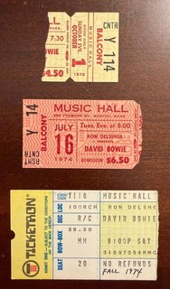 3 David Bowie Ticket Stubs 1972 and 1974 Music Hall Boston MA