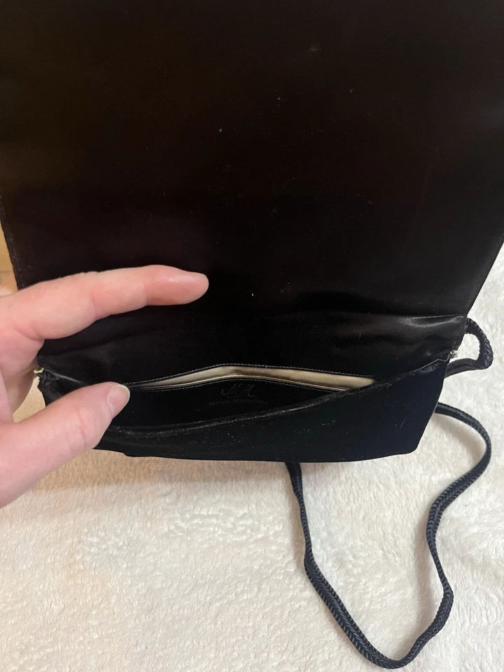 Vintage MORRIS MOSKOWITZ Butterfly Suede Black Handbag Purse Rare EXCELLENT - Image 3 of 3