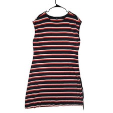 Tommy Hilfiger Stripe Dress XL Red White Blue Drawstring Side Jersey Knit Preppy