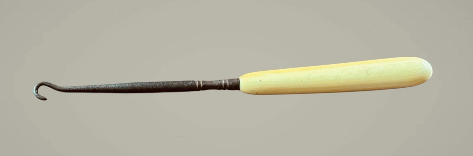 Vintage Parisian Ivory Bovine Bone Corset, Button, Boot, Shoe Lacing Hook 7.75"