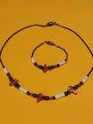 Vintage Sterling Heishi Pink Bird Fetish Set Necklace And Bracelet — photo 2