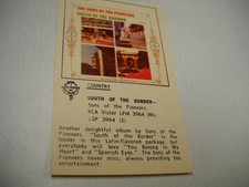 SONS OF THE PIONEERS original 1968 music biz promo lp review SOUTH OF THE BORDER