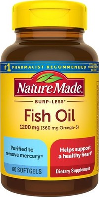 Heart-Supporting Omega 3 Fish Oil - 60 Softgels, 1200 mg, Purified for Safety