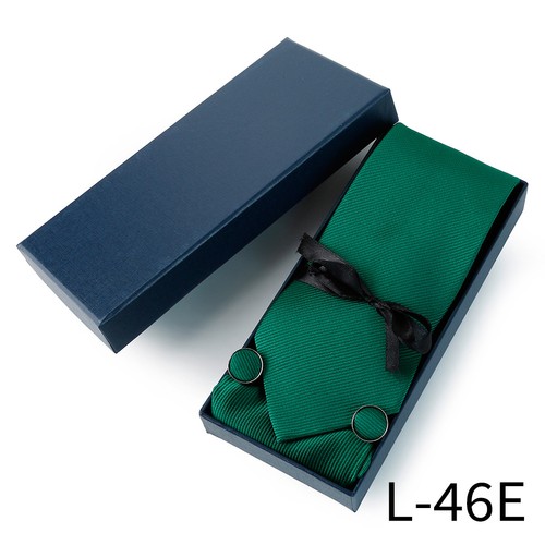 Men Necktie Pocket Square Handkerchief Cufflink Wedding Formal Tie Set With Box - Photo 20/27