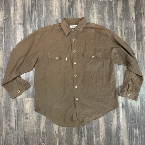 VTG Bugle Boy Brown Workwear Shirt XL – Soft Brushed Button-Up Utility Pockets - Picture 1 of 7