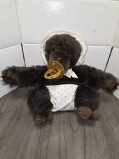 Dakin GooGoo Gorilla Plush Baby Monkey With Pacifier Bonnet Diaper 8 inch 1983