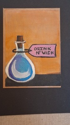 ACEO painting Wish Potion Trinket titled DRINK N' WISH By Stacy Singleton