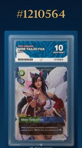 2025 Ahri Nine Tailed Fox League of Legends Riftbound Ace 10