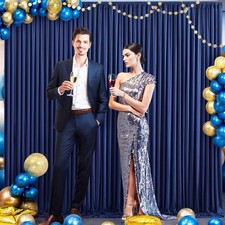 2 Panels Navy Blue Backdrop Curtains 10x10 FT Wrinkle Free Drapes 5x10 FT