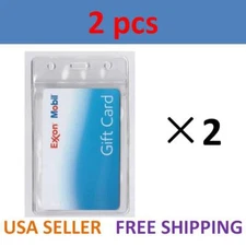 2 Vertical ID Cards Tag Heavy Duty Clear Plastic Badge Holder Military School 