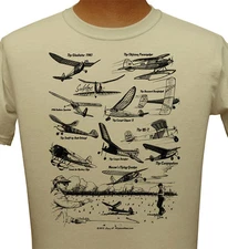 Sand color T-shirt with Antique Model Airplanes from 1930s and 1940s -- Adult