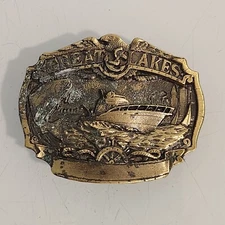 1984 The Great American Buckle Company "Great Lakes" Belt Buckle Made in USA