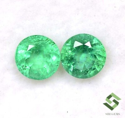 Certified Natural Emerald Round Cut Pair 4.25 mm 0.70 CTS Calibrated Gemstones