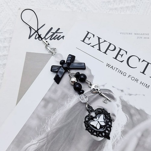 Fashion Hollow Phone Pendant Cool Sweet Chain Charms DIY Cute Black Pendants